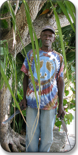 Bush medicine practitioner Mr. Forbes at San Salvador, Bahamas