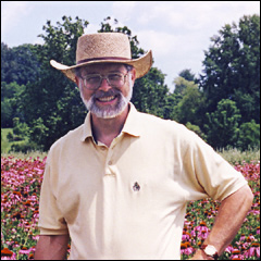 Jeff McCormack in field of Echinacea